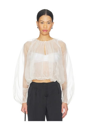 FRAME The Sheer Balloon Blouse in Cream. Size L. Also in S, XS, M.