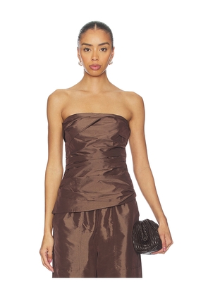 SIMKHAI Emerson Ruched Bustier Top in Chocolate. Size 2. Also in 0, 4, 6.