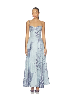 SIMKHAI Rudie Bustier Maxi Dress in Baby Blue. Size M. Also in S, L.