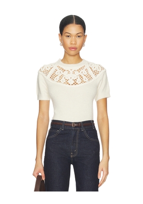FRAME Lace Gathered Sweater in Cream. Size S. Also in M.