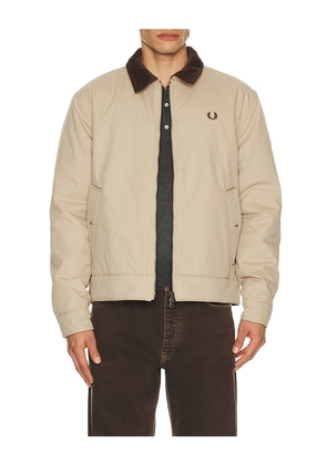 Fred Perry Cotton Caban Jacket in Cream. Size M. Also in S, L.
