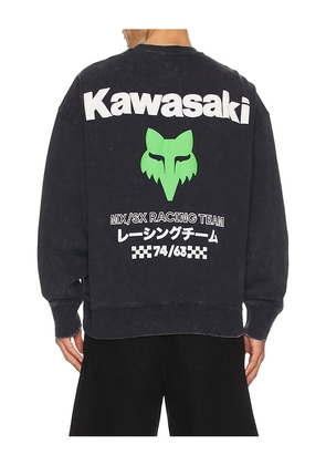 Fox Racing x Kawasaki Heavyweight Fleece Crewneck in Slate. Size M. Also in L, S, XL/1X.