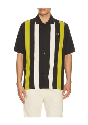 Fred Perry Vertical Stripe Knitted Shirt in Grey. Size M. Also in S, L, XL/1X.