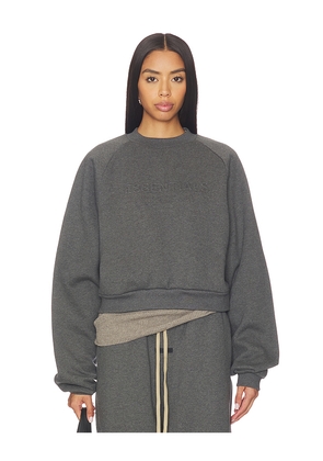 Fear of God ESSENTIALS 90's Raglan Sweatshirt in Charcoal. Size M. Also in XS, S, L, XXS.