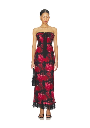For Love & Lemons Dark Romance Maxi Dress in Red,Black. Size XL. Also in XXS, XS, S, M, L.