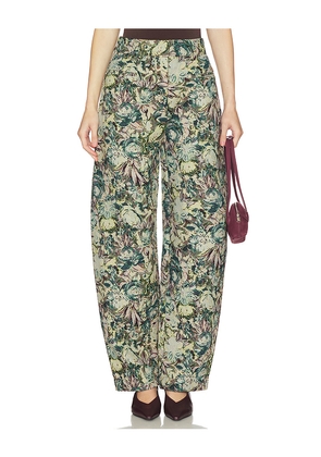 Ganni Tapestry Jacquard Pant in Green. Size 34. Also in 38, 40.