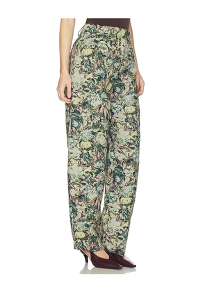 Ganni Tapestry Jacquard Pant in Green. Size 34. Also in 36, 38.