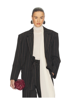 Helsa Stripe Twill Boyfriend Blazer in Charcoal. Size L. Also in XXS, XS, S, M, XL.