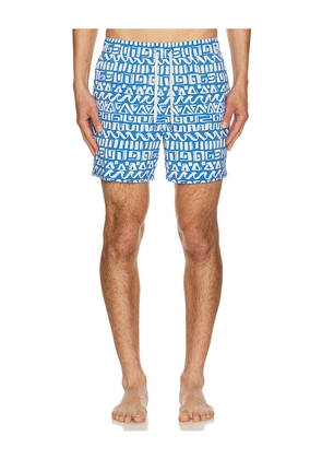 Fair Harbor Bungalow Swim Trunk in Blue. Size M. Also in S, L, XL/1X.