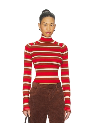 Free People x REVOLVE Breeze Striped Turtleneck Sweater in Red. Size M. Also in XS, S, L.