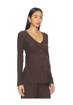 HATCH The Lucia Shirt in Brown. Size L. Also in XS, S, M, XL.