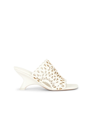 SIMKHAI Shadow Mule Laser Cut Leather Sandal in Cream. Size 38. Also in 37, 39, 40.