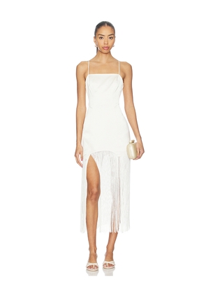 fleur du mal Satin Fringe Maxi Dress in Ivory. Size L. Also in M.