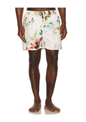 SIMKHAI Lowell Swim Shorts in Ivory. Size M. Also in S, L, XL/1X, XXL/2X.