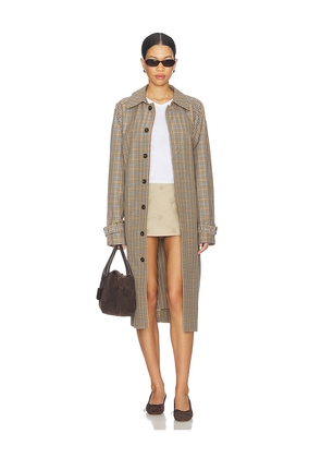 FRAME The Plaid Mac Coat in Brown. Size L. Also in XS, S, M.
