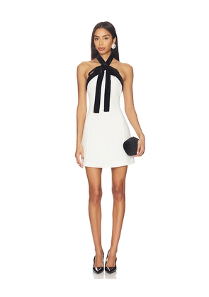 SIMKHAI Jolie Mini Dress With Neck Tie in Black,White. Size 10. Also in 0, 2, 4, 6, 8.