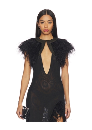 Jaded London Feather Shrug With Pu Placket in Black. Size M. Also in S, L.