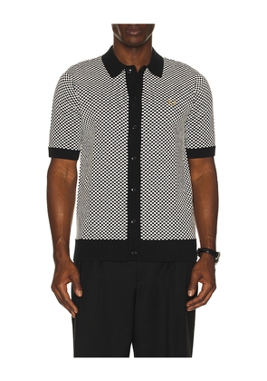 Fred Perry Chequrboard Button Thru Shirt in Black. Size M. Also in S, XL/1X.