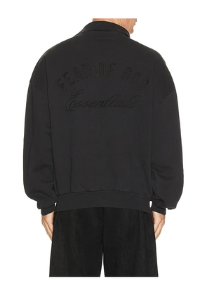 Fear of God ESSENTIALS Classic Polo Sweatshirt in Black. Size M. Also in L, S, XL/1X, XS, XXL/2X.