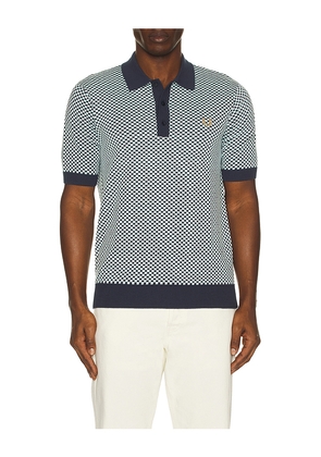Fred Perry Chequerboard Knitted Polo Shirt in Blue. Size M. Also in L, S, XL/1X.