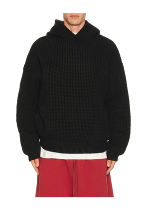 Fear of God ESSENTIALS Heavy Waffle 90'S Hoodie in Black. Size M. Also in L, S, XL/1X, XS.