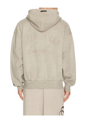 Fear of God ESSENTIALS Classic Full Zip Hoodie in Grey. Size M. Also in L, S, XL/1X, XXL/2X.