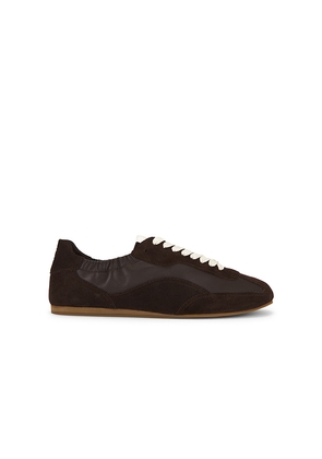 SIMKHAI Eden Elasticized Leather Combo Sneaker in Brown. Size 38. Also in 37, 39, 40.
