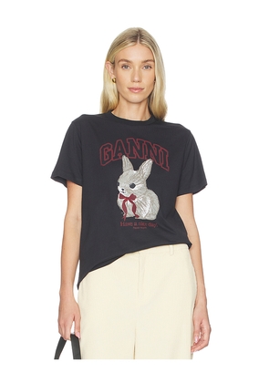 Ganni Basic Cotton Jersey T-shirt in Black. Size M. Also in XS, S.