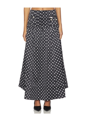 Ganni Printed Double Satin Corset Skirt in Black,White. Size 36. Also in 38, 42.