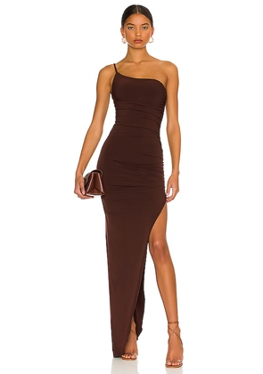 Nookie Aria One Shoulder Gown in Chocolate. Size S. Also in XS, M, L, XL.
