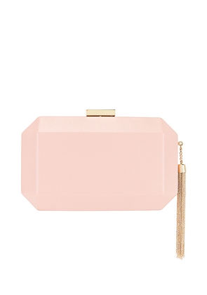 olga berg Lia Facetted Clutch With Tassel in Blush.