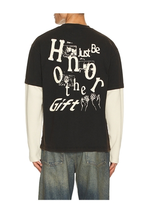Honor The Gift Just Be Longsleeve Tee in Black. Size L. Also in S, M, XL/1X, XXL/2X.