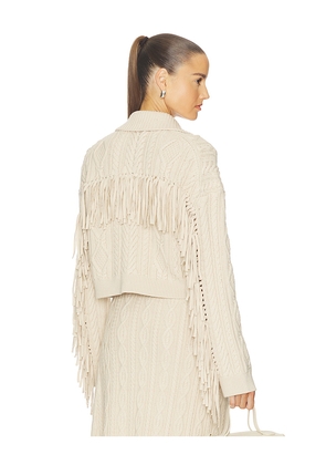 SIMKHAI Virginia Cropped Cardigan in Beige. Size M. Also in XS, S, L.