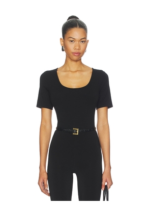 SIMKHAI Adalynn U-neck Bodysuit in Black. Size M. Also in XS, S, L.