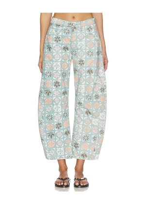 Free People x We The Free Good Luck Printed Barrel in Blue. Size 24. Also in 31, 26, 27, 25, 28, 29.