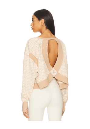 Free People x FP Movement My Time Layer Textured Reversible Sweatshirt In Sandy in Brown. Size M. Also in S, L.