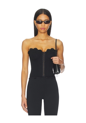 Good American Matte Jersey Lace Trim Bustier in Black. Size M. Also in S, XS.