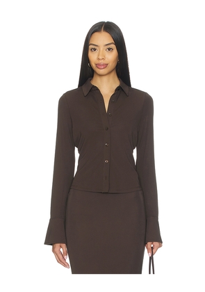 Good American Matte Jersey Long Sleeve Shirt in Brown. Size M. Also in XS, S, L, XXXL/3X, XXXXL/4X.