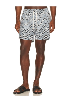 Frescobol Carioca Rio Fibra Print Swim Short in Baby Blue. Size S. Also in L, XL/1X.