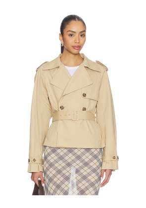 Good American Cropped Trench Jacket in Beige. Size L. Also in M, XL, S, XXL.