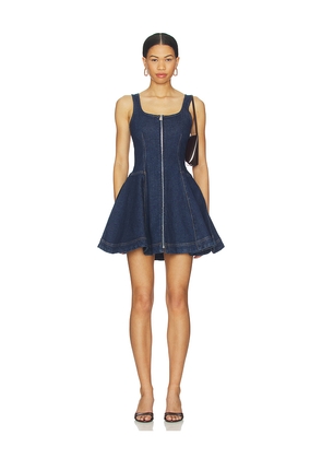 SIMKHAI Eleodra Denim Mini Dress in Blue. Size 0. Also in 10, 2, 4, 6, 8.