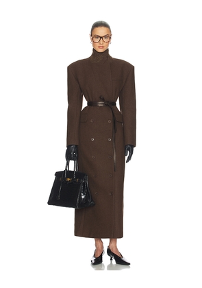 Helsa Italian Wool Blend Extra Long Coat in Chocolate. Size L. Also in XXS, XS, S, M, XL.