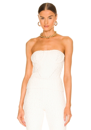 NBD Tara Boucle Knit Bustier Tube Top in White. Size M. Also in L.