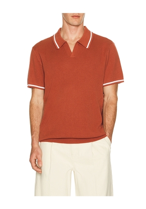 Fair Harbor Neptune Seawool Sweater Polo in Brick. Size L. Also in S, M, XL/1X.
