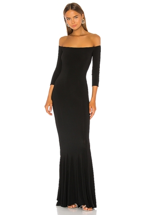Norma Kamali Off the Shoulder Fishtail Gown in Black. Size M. Also in XS, S, L.