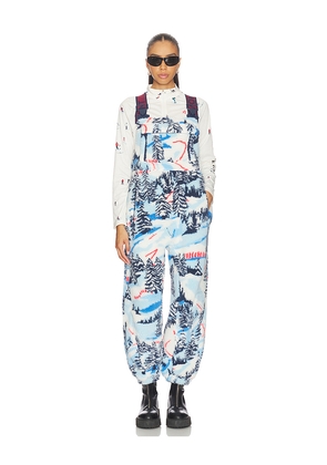 Free People x FP Movement Printed Hit The Slopes Salopette Jumpsuit in Blue,White. Size XS. Also in S.