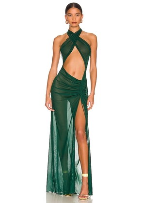 Kim Shui Mesh Wrap Gown in Dark Green. Size M. Also in S, L, XL.