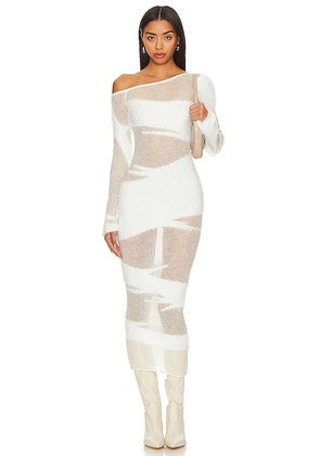 NBD Conga Mixed Yarn Midi Dress in White. Size M. Also in XXS, S, L, XL.