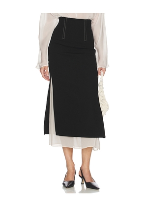 Helsa Layered Skirt in Black,White. Size L. Also in XXS, XS, S, M.
