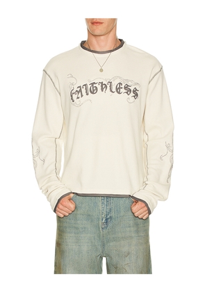 Jaded London Faithless Rib Cross Applique Long Sleeve Tee in Cream. Size L. Also in S, M, XL/1X.